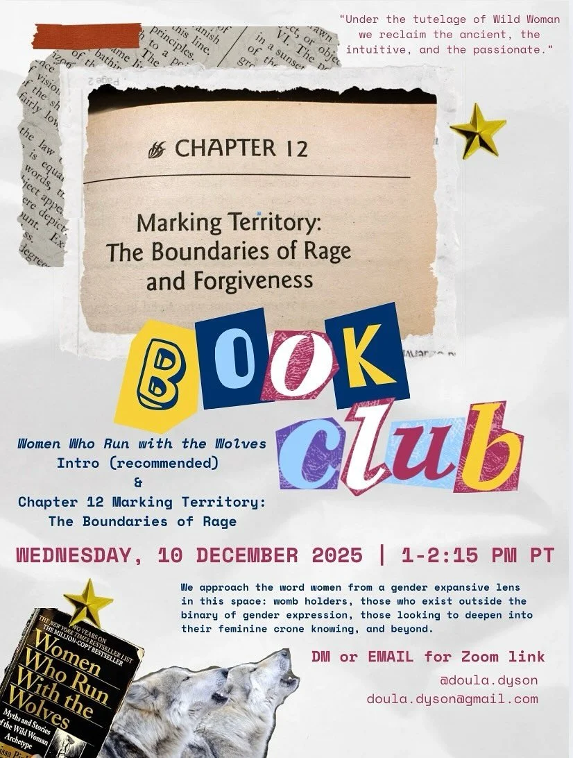 📚Book Club 📚(Reposting b/c typo in the last poster!)

The next book club gathering is Wed. Dec. 10th @ 1pm PT on Zoom!

Join us! We&rsquo;re reading Chapter 12&ndash;Marking Territory: The Boundaries of Rage and Forgiveness.

As an invitation for a