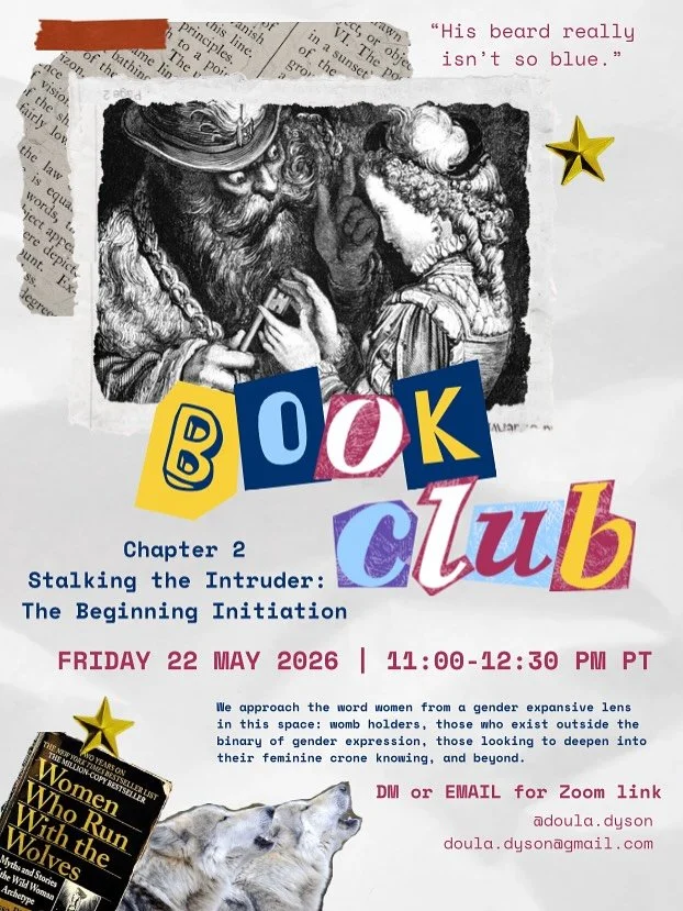 📚Book Club on Spring Break📚

Friday, May 22 @ 11am PST online 

Join us as we revisit our postponed analysis of Chapter 2 &ldquo;Stalking the Intruder: The Beginning Initiation&rdquo; in Women Who Run with the Wolves. 

&ldquo;This is the more prof