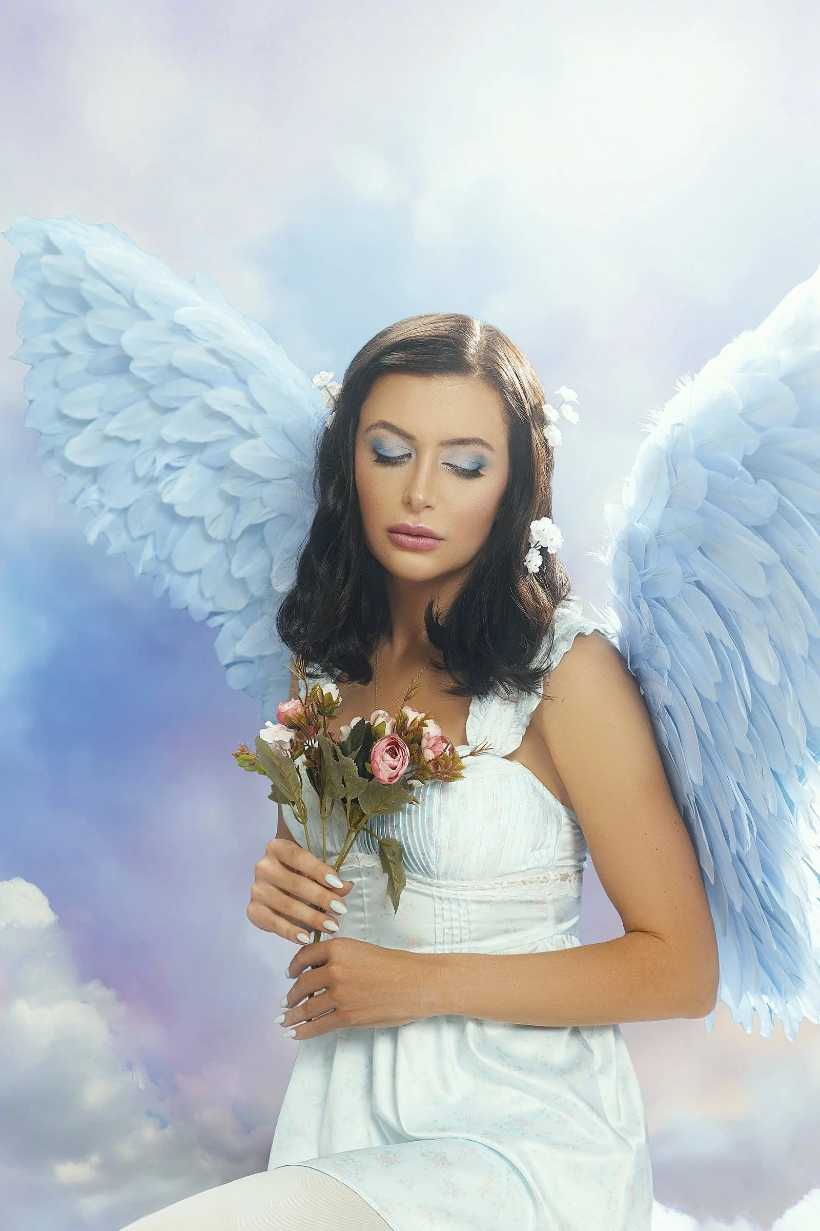 fantasy portraits angel holding flowers heaven fine art austin texas photographer photographers best