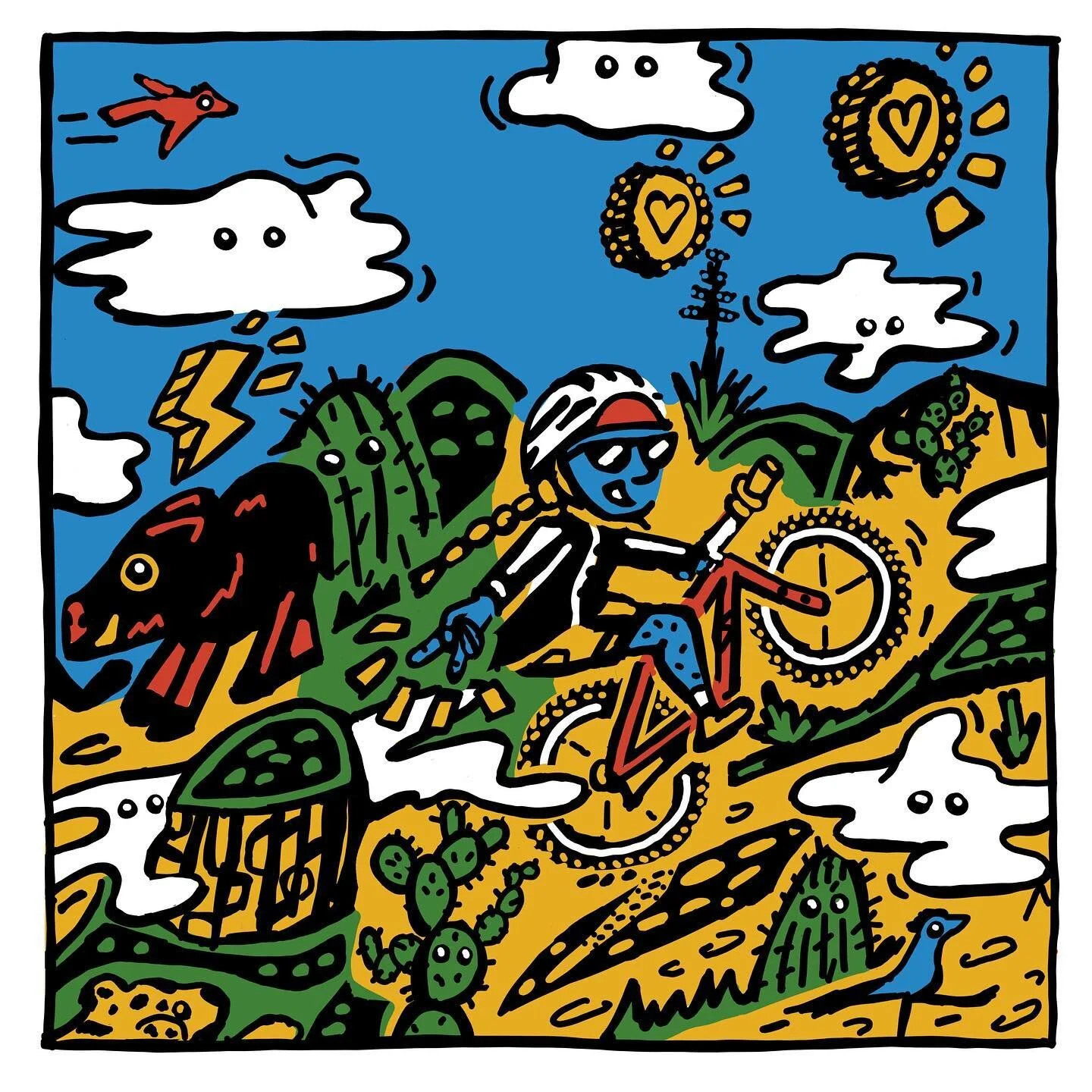 Got a little playful on this illustration for my sister&rsquo;s (@sarahjswallow ) ride series this winter in southern Arizona. 

I played a lot of Mario Games this winter &amp; I think it played through on this concept. I can neither confirm nor deny