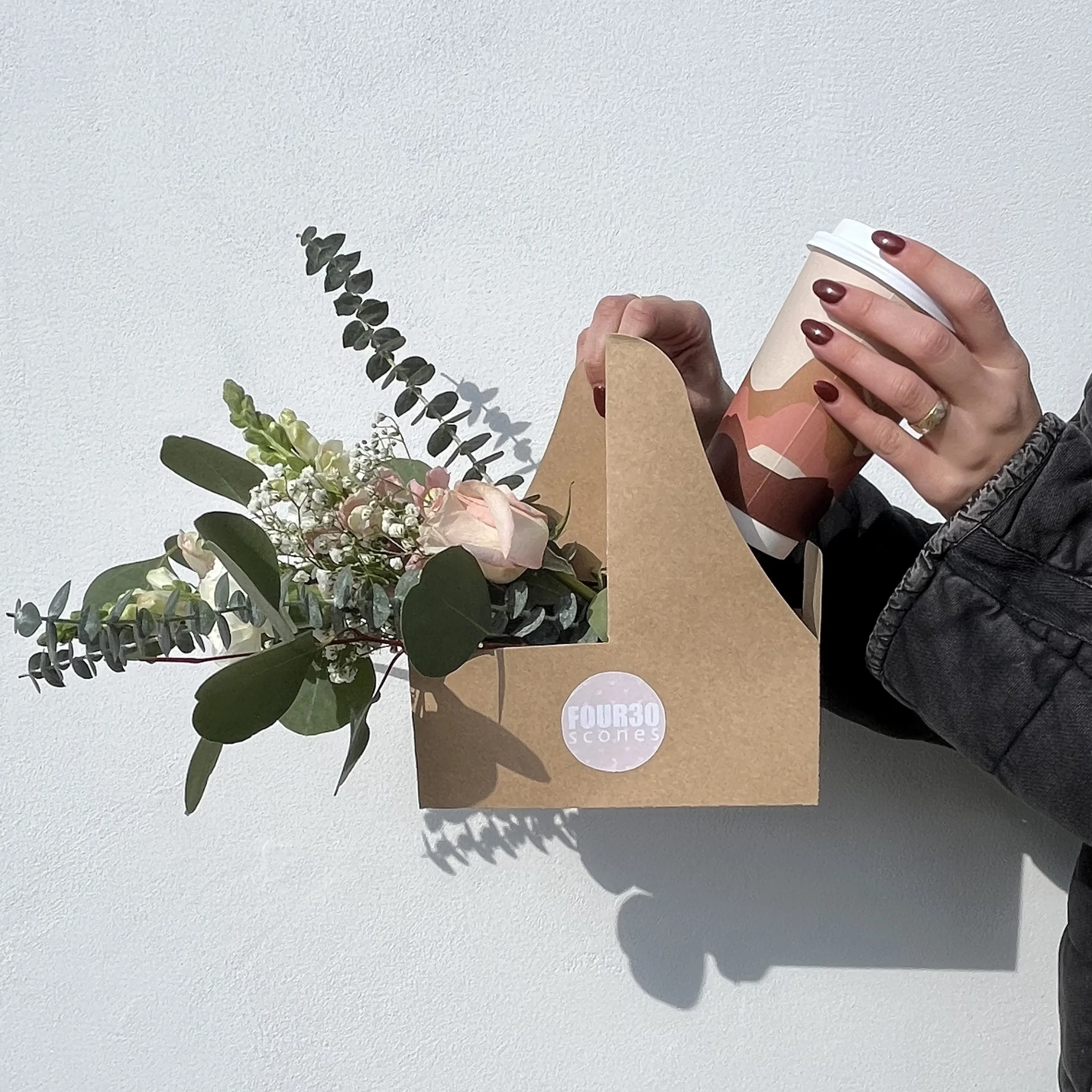 Valentine Bundle - includes flower bouquet, scone + drink