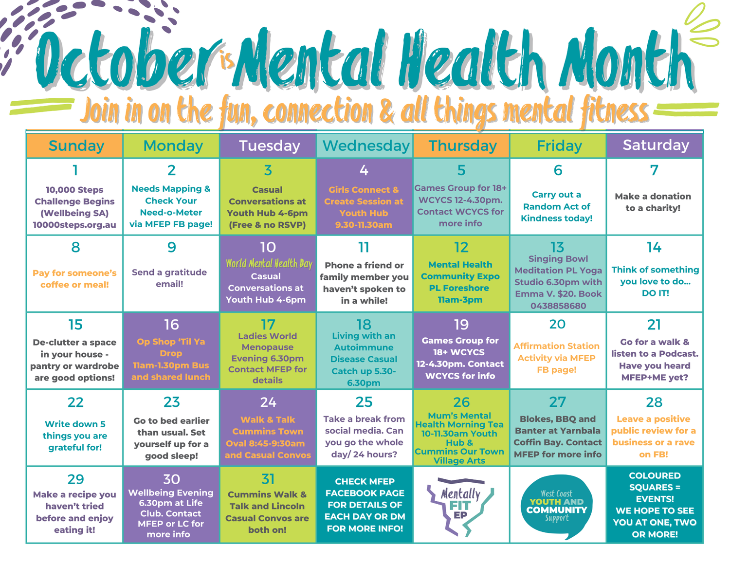 October Wellness Program October is Mental Health Month β West Coast Youth & Community Support