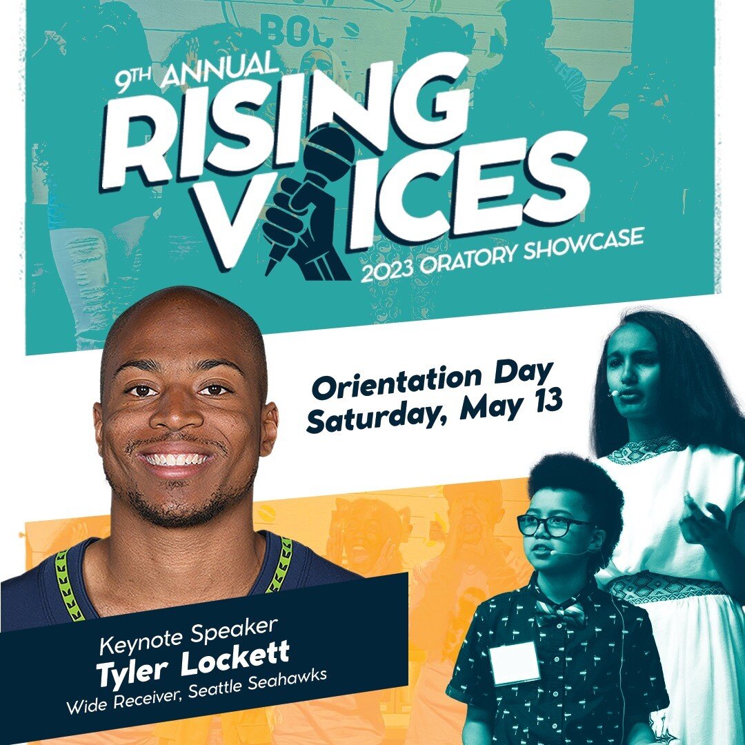 HUGE news, community! SWP scholars competing in #RISINGVOICES2023 on June 10 will hear a motivational speech from Seattle @seahawks wide receiver TYLER LOCKETT at their Orientation Day on Saturday, May 13!!!

SWP scholars past and present, grab a fam