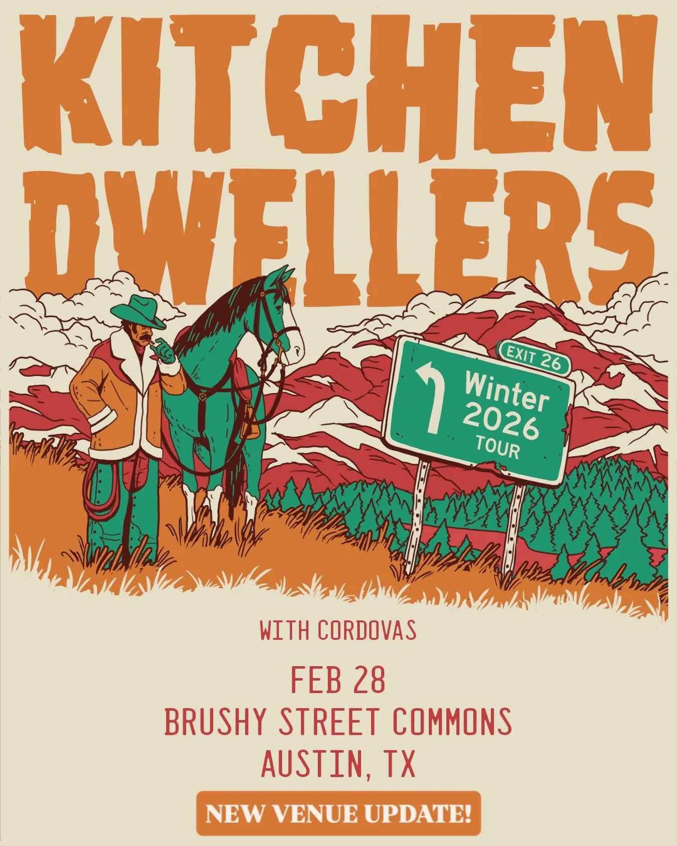 Howdy Austin 🤠We&rsquo;re sliding our show on Feb. 28 over to @brushystreet but don&rsquo;t worry, all previously purchased tickets will still be honored 👍 Time to saddle up and get those tix, y&rsquo;all 🐎

🎟️ &rarr; Link in bio / story