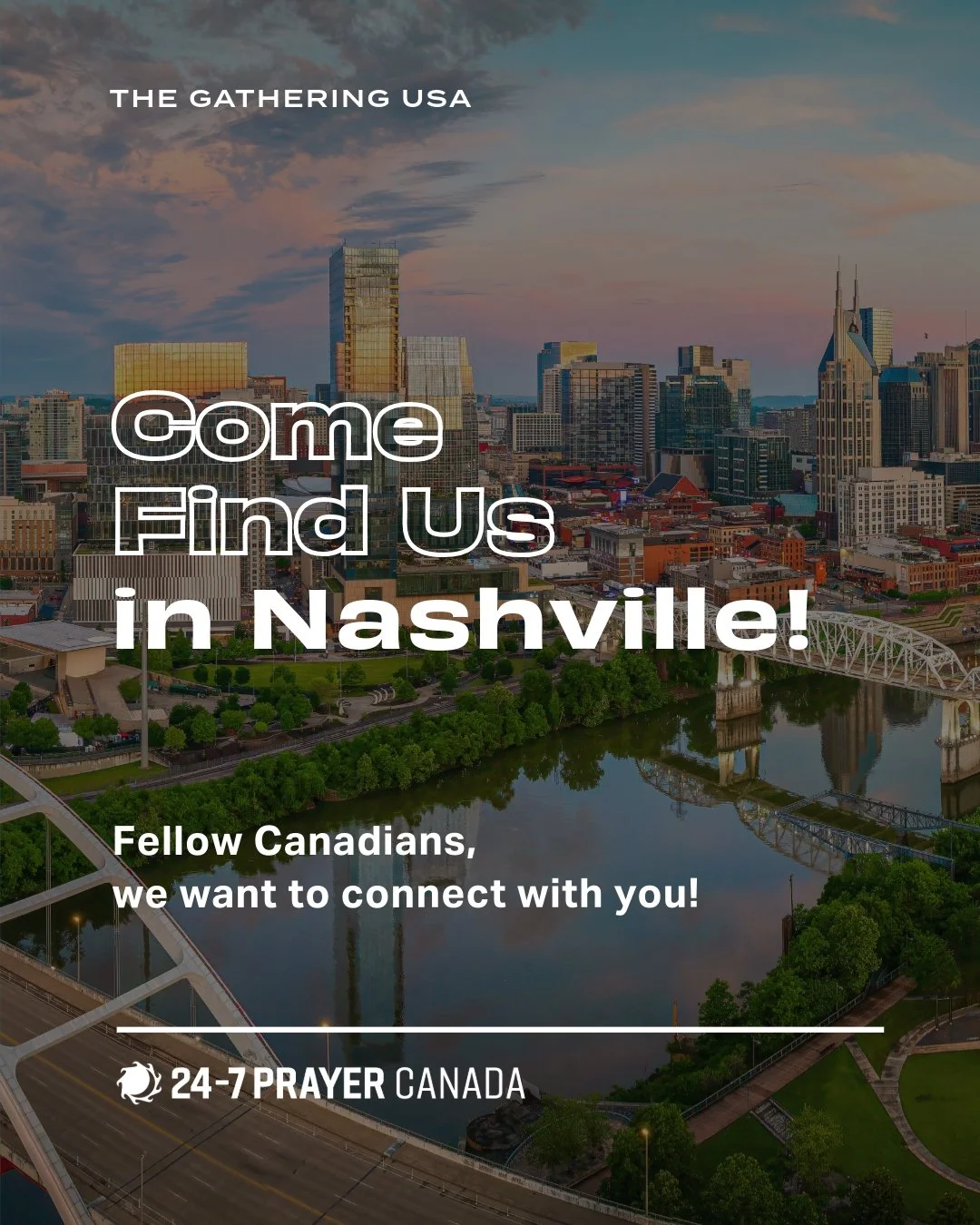 Calling all Canadians in Nashville! 🚨 
We want to connect with all our fellow Canucks to pray, share notes, and experience the conference together. Don't wander alone! 
Send us a DM with a 🍁 and tell us where you're from. Let's 
pray, share notes, 