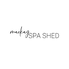 Spa shed sign with 'mackay' handwritten and 'SPA SHED' printed