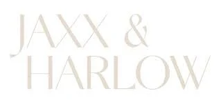 Text reading 'JAX & HARLOW' in beige on a white background.