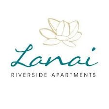Logo for Lanai Riverside Apartments featuring a stylized lotus flower and the text 'Lanai Riverside Apartments'