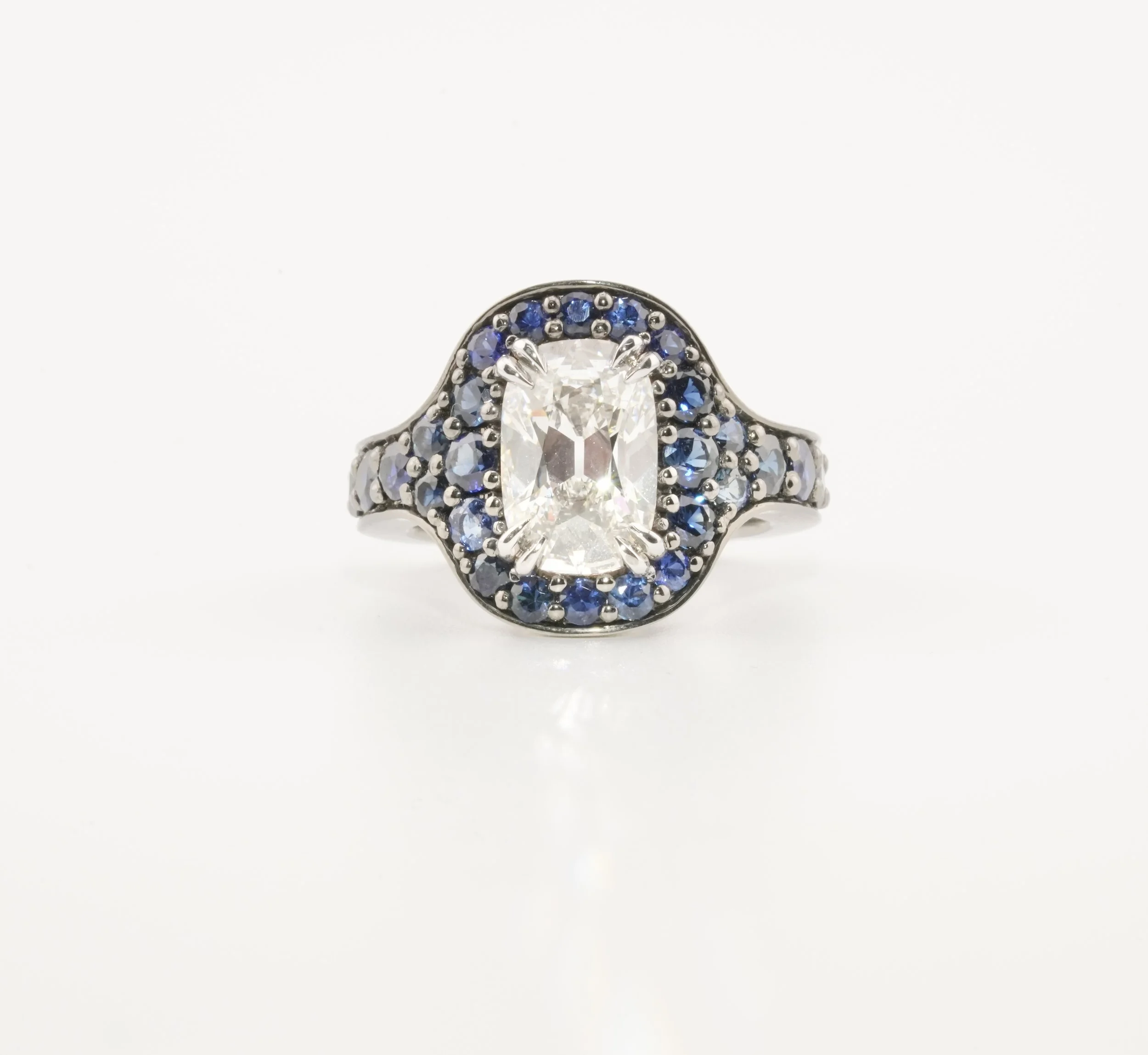 3.30ct Old Mined Sapphire Halo