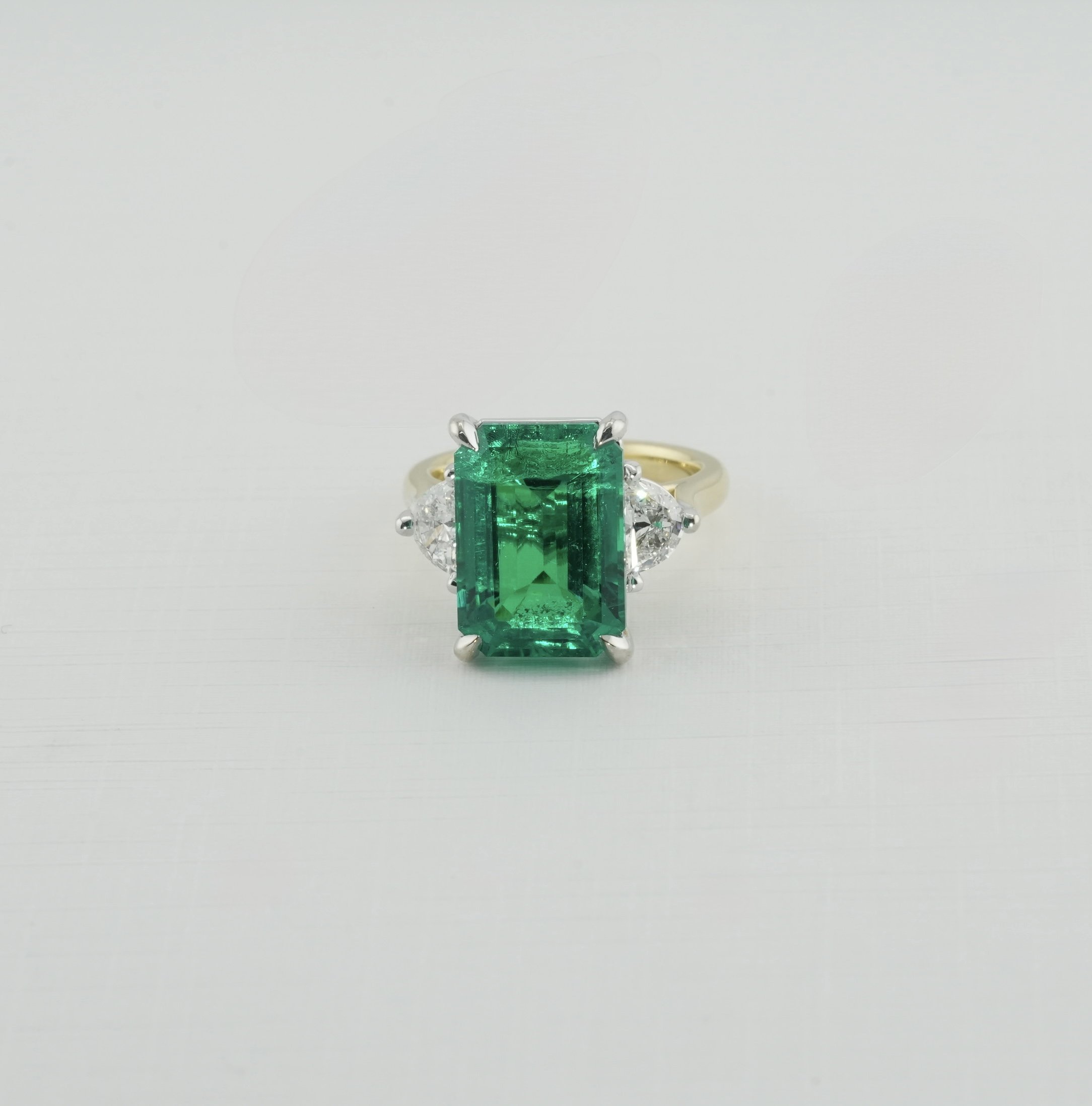 18kt White and Yellow Gold Lab Diamond and Emerald Ring- SQ1203556