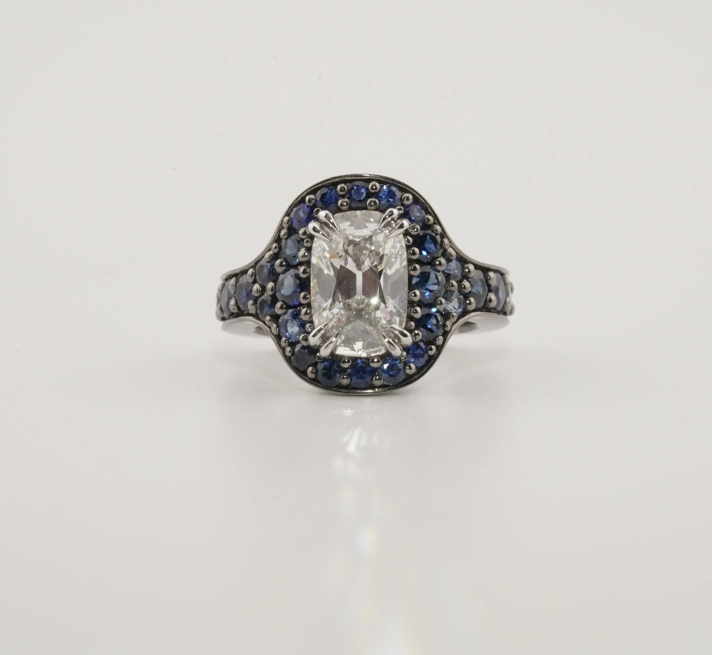 3.30ct Old Mined Sapphire Halo