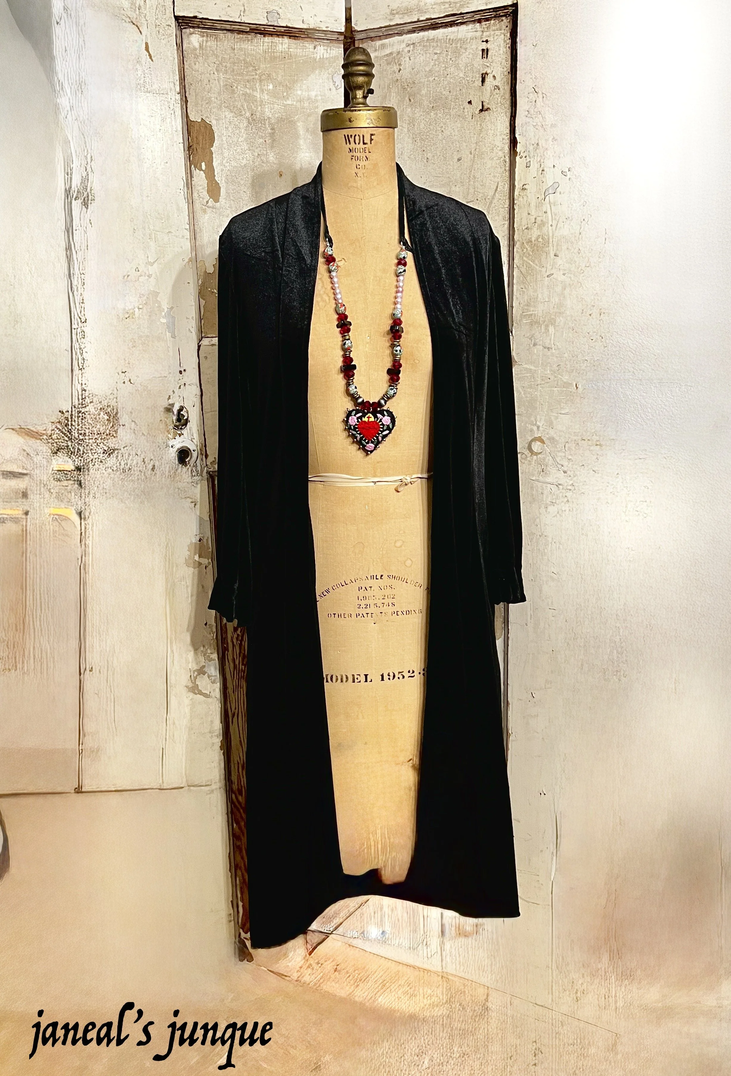 Cascading MIDNIGHT BLACK VELVET Long Jacket Duster