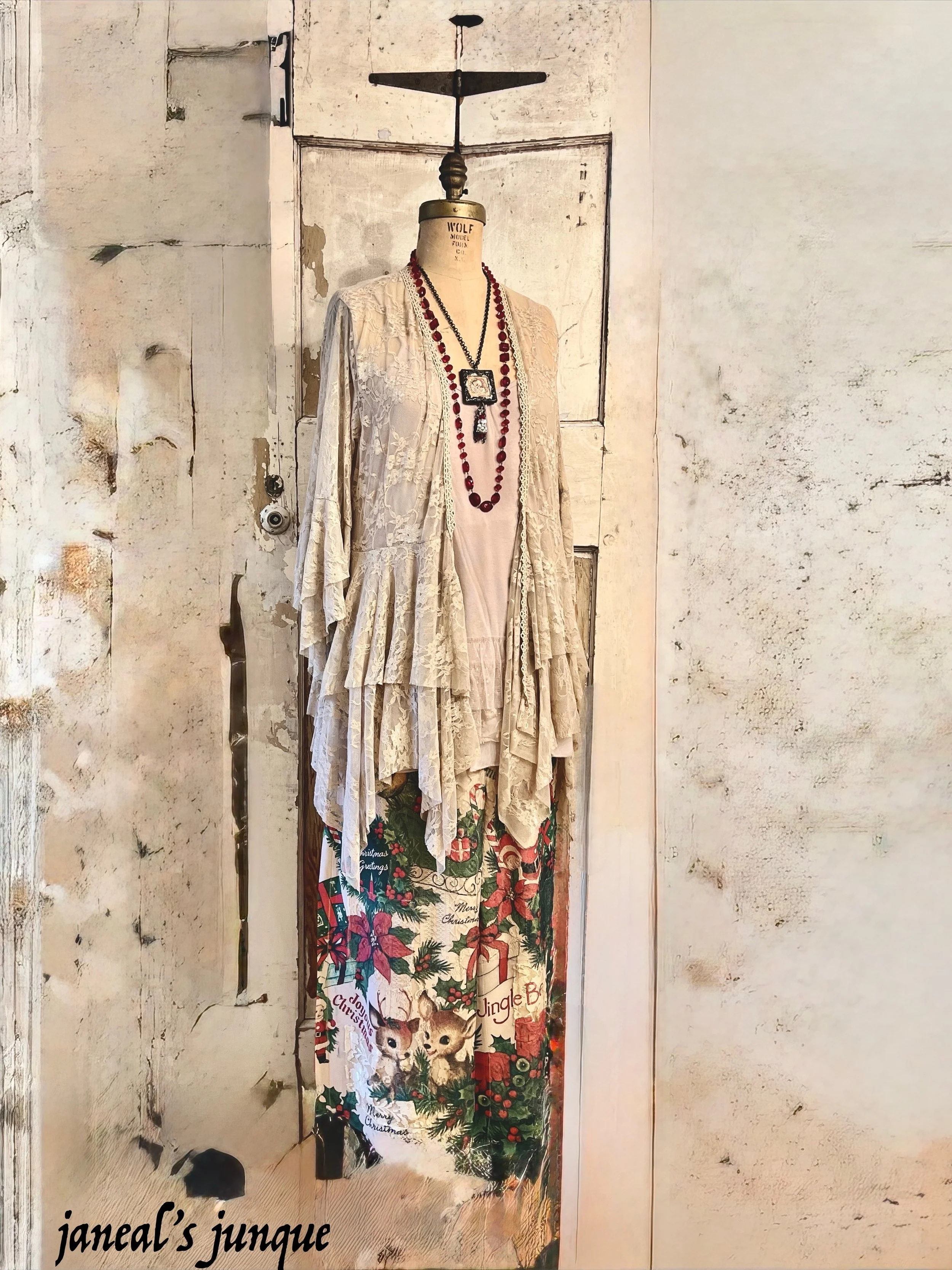 VINTAGE CHRISTMAS PRINT Wide Legged PANT