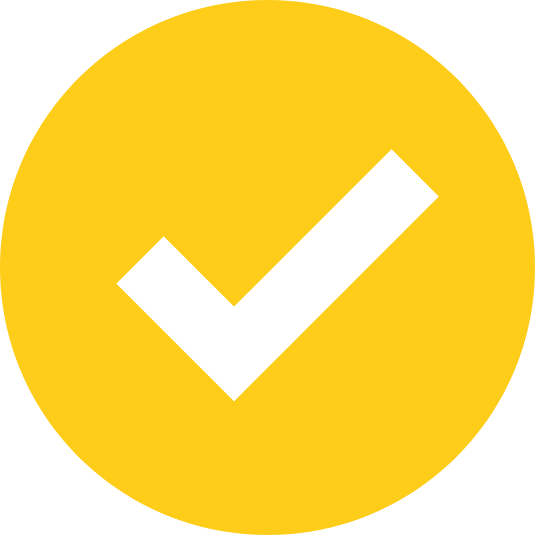 Coche jaune avec un symbole de coche blanche, indiquant une validation ou un accord