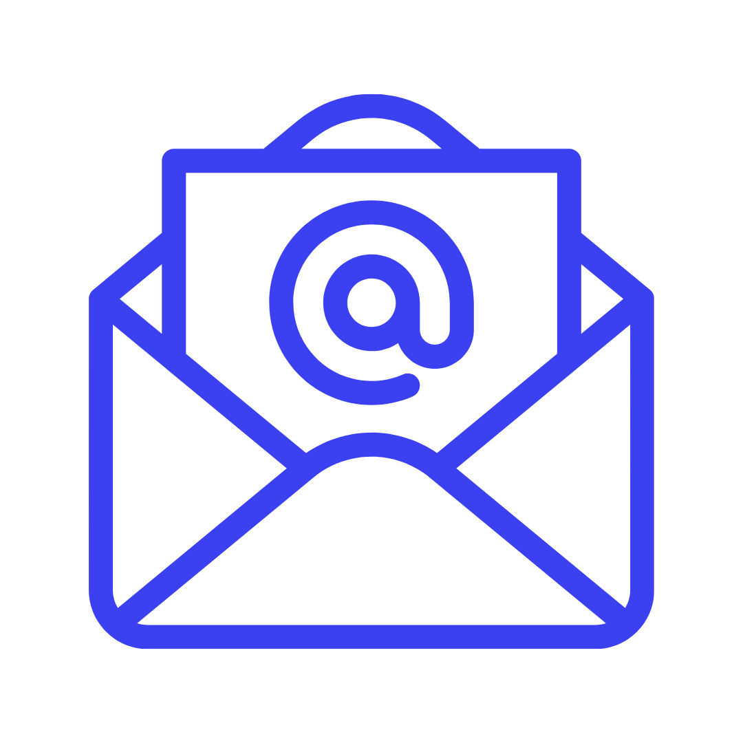 Icône d'une enveloppe avec une lettre contenant l'arobase (@).