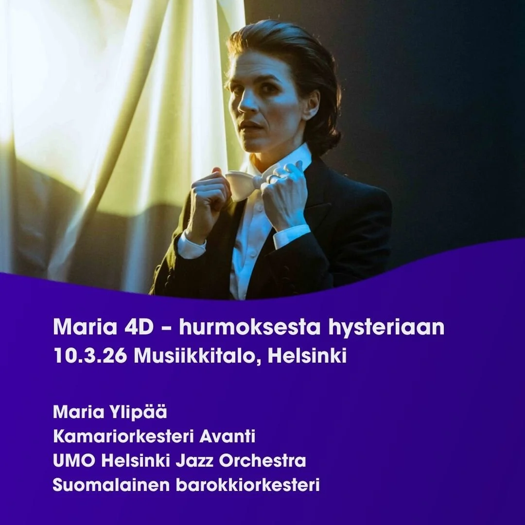 Maria Ylip&auml;&auml; loistaa solistina Kamariorkesteri Avantin, UMO Helsinki Jazz Orchestran ja Suomalaisen barokkiorkesterin yhteiskonsertissa 10.3. klo 19 Musiikkitalossa! 🌟

Maria Ylip&auml;&auml;n poikkeuksellinen karisma ja laaja-alainen ilma