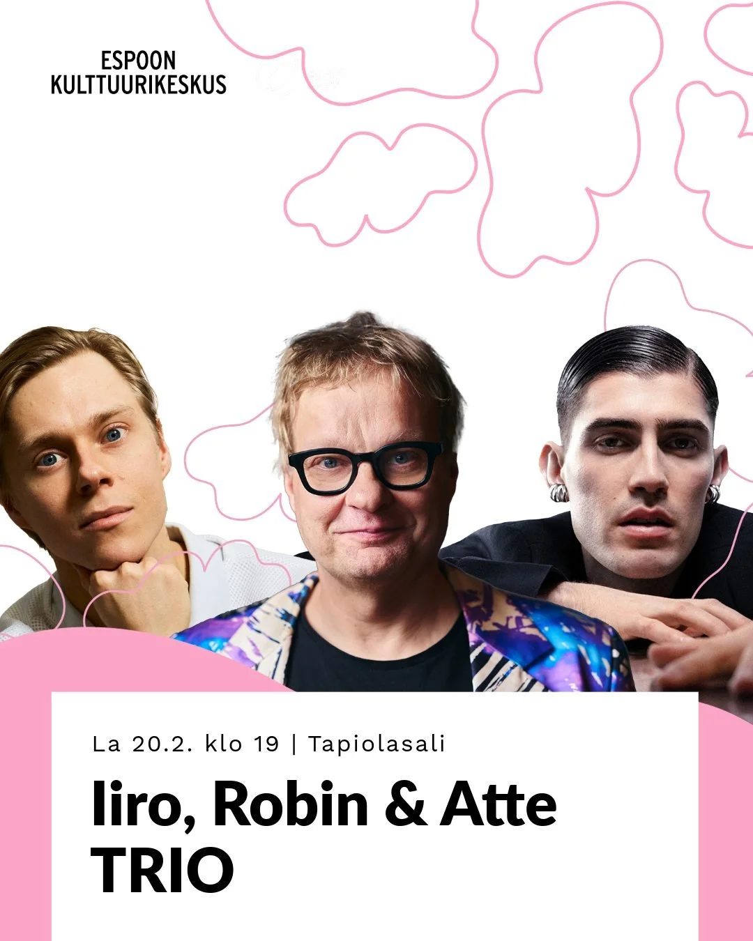 Juuri julkistettu! Pianisti Iiro Rantala, laulaja Robin Packalen ja tanssija Atte Kilpinen tuovat unohtumattoman trionsa Tapiolasaliin helmikuussa 2027! ✨

Konsertissa kuullaan energisi&auml; soolopianoteoksia, Rantalan ja Packalenin syk&auml;hdytt&a