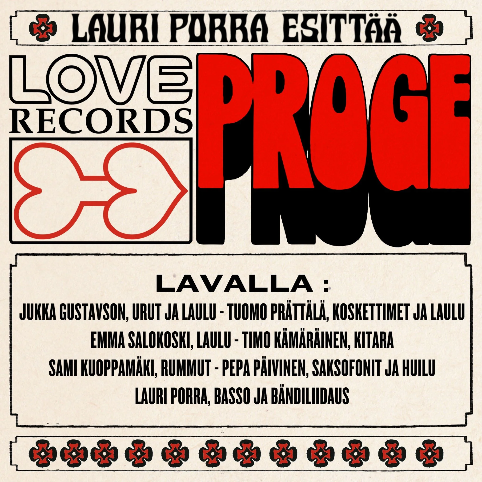 Basisti Lauri Porran luotsaamaa LoveProge-kokoonpanoa voi hein&auml;-elokuussa kuulla kolmella eri paikkakunnalla! 

⭐ 31.07. Jyt&auml;kes&auml; Go-Go -festivaali, Helsinki
⭐ 05.08. Utran Uittotupa, Joensuu
⭐ 16.08. Unelmien Heinola -festivaali, Hein