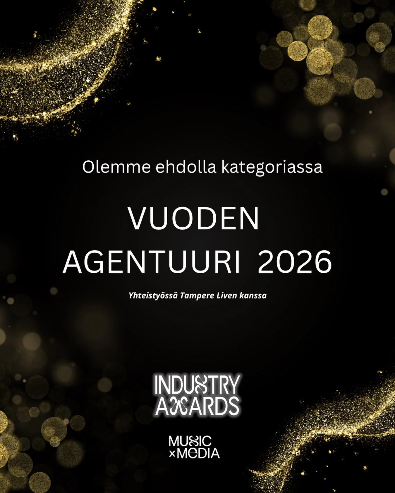 Raitala Music on ehdolla Vuoden agentuuri -kategoriassa 2.10.2026 j&auml;rjestett&auml;v&auml;ss&auml; Industry Awards -gaalassa osana Music x Media -tapahtumakokonaisuutta.

Ehdokkuus on hieno osoitus siit&auml;, ett&auml; Raitalan timanttinen tiimi