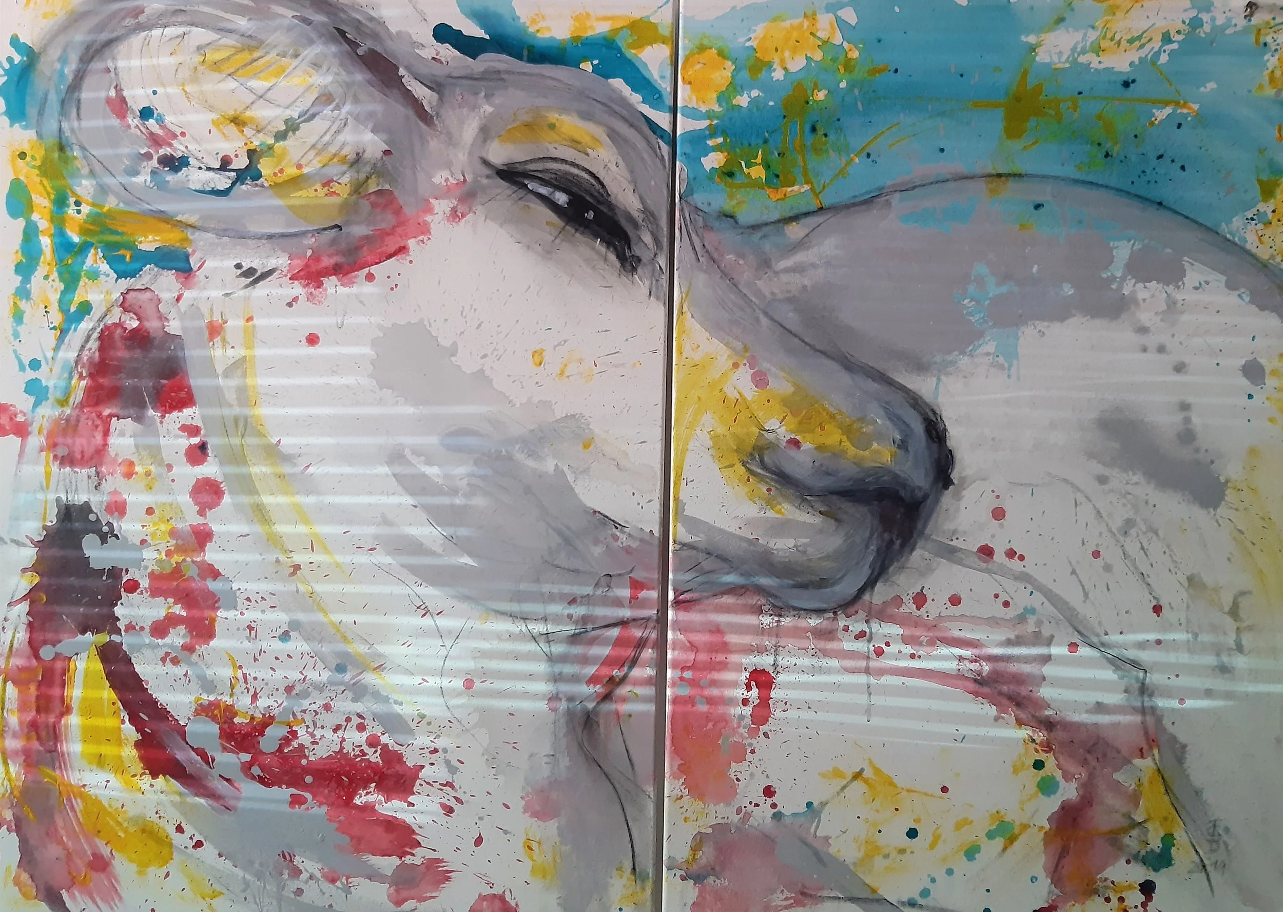 Buslar, Acryl-Mischtechnik auf Leinwand, 100x140cm Diptychon