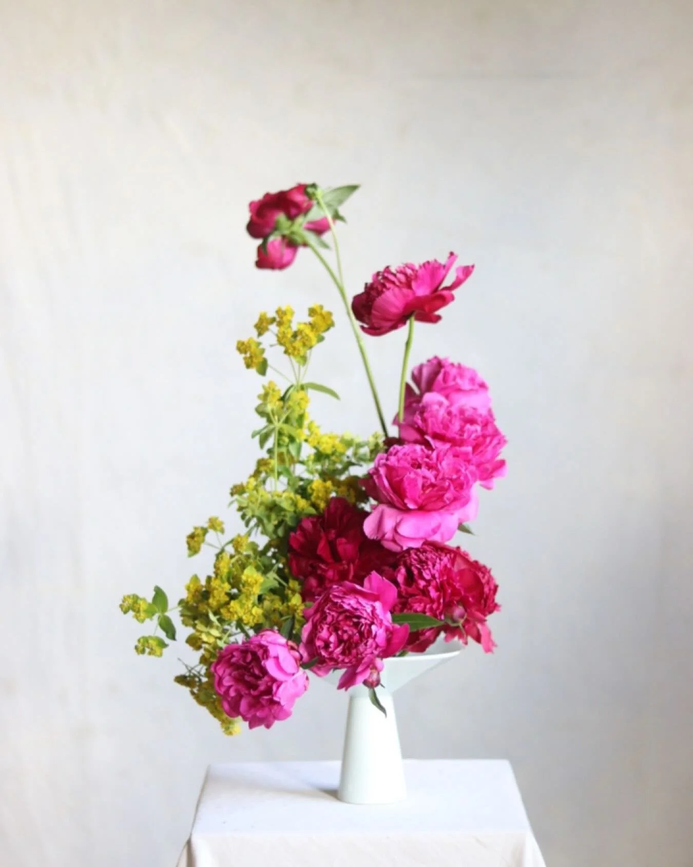 Peonies and euphorbia. 

Over the years I&rsquo;ve come to realise that I&rsquo;m often drawn to the uncultivated flower more than the cultivated. To the overlooked more than the showy. 

But I also realise I love it when the two sit side by side. Es
