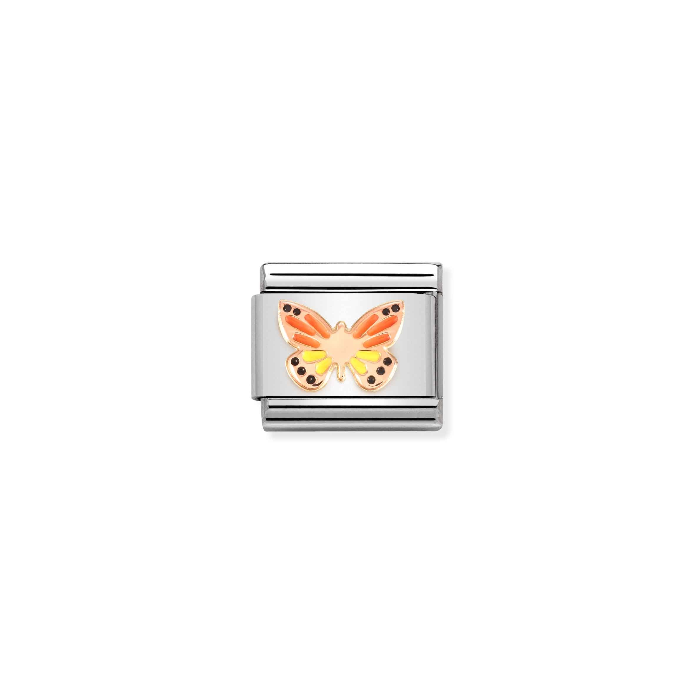 Rose gold and enamel butterfly