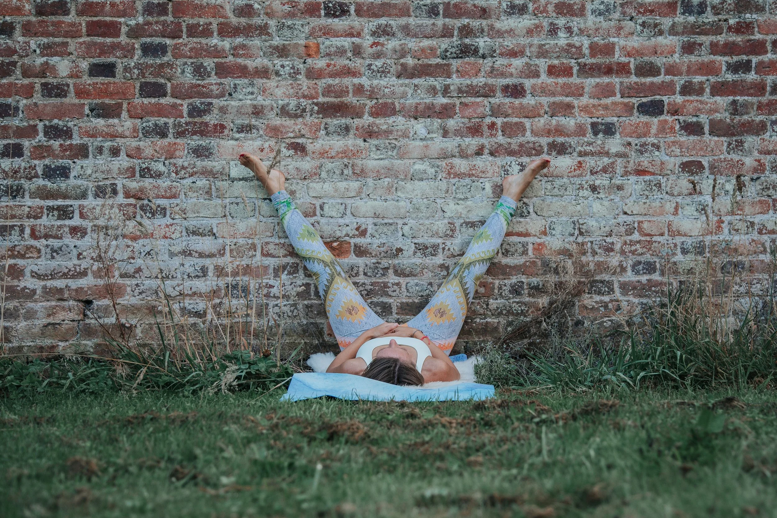Kinship.Studio Yoga. East Lothian. Pyrus Botanicals. Walled Garden. Legs up the Wall pose.
