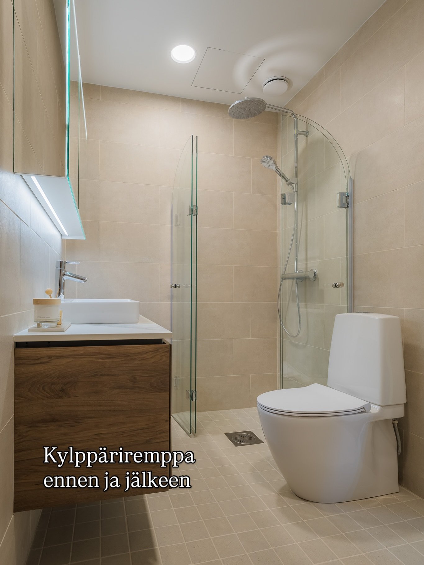 Kaupunkilaiskodin kylpyhuone ennen ja j&auml;lkeen remontin 🛁✨

T&auml;&auml; kylpp&auml;ri T&ouml;lik&auml;ss&auml; koki muodonmuutoksen, kun el&auml;ht&auml;neet pinnat ja kiintokalusteet vaihtui uusiin ja tilalle tuli l&auml;mpim&auml;mpi s&auml;