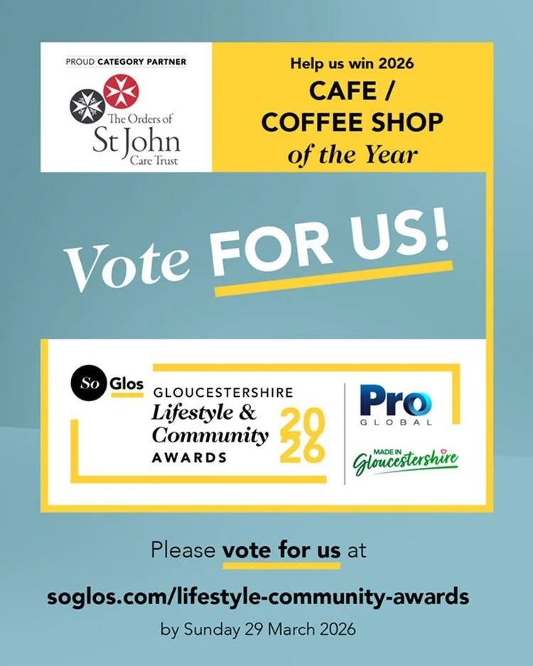 We have been shortlisted! 

So excited to say that we have been shortlisted in the Gloucestershire Lifestyle &amp; Community Awards 2026 under the Cafe/Coffee Shop category.

Please please vote for us and our little cafe using the following link&hell