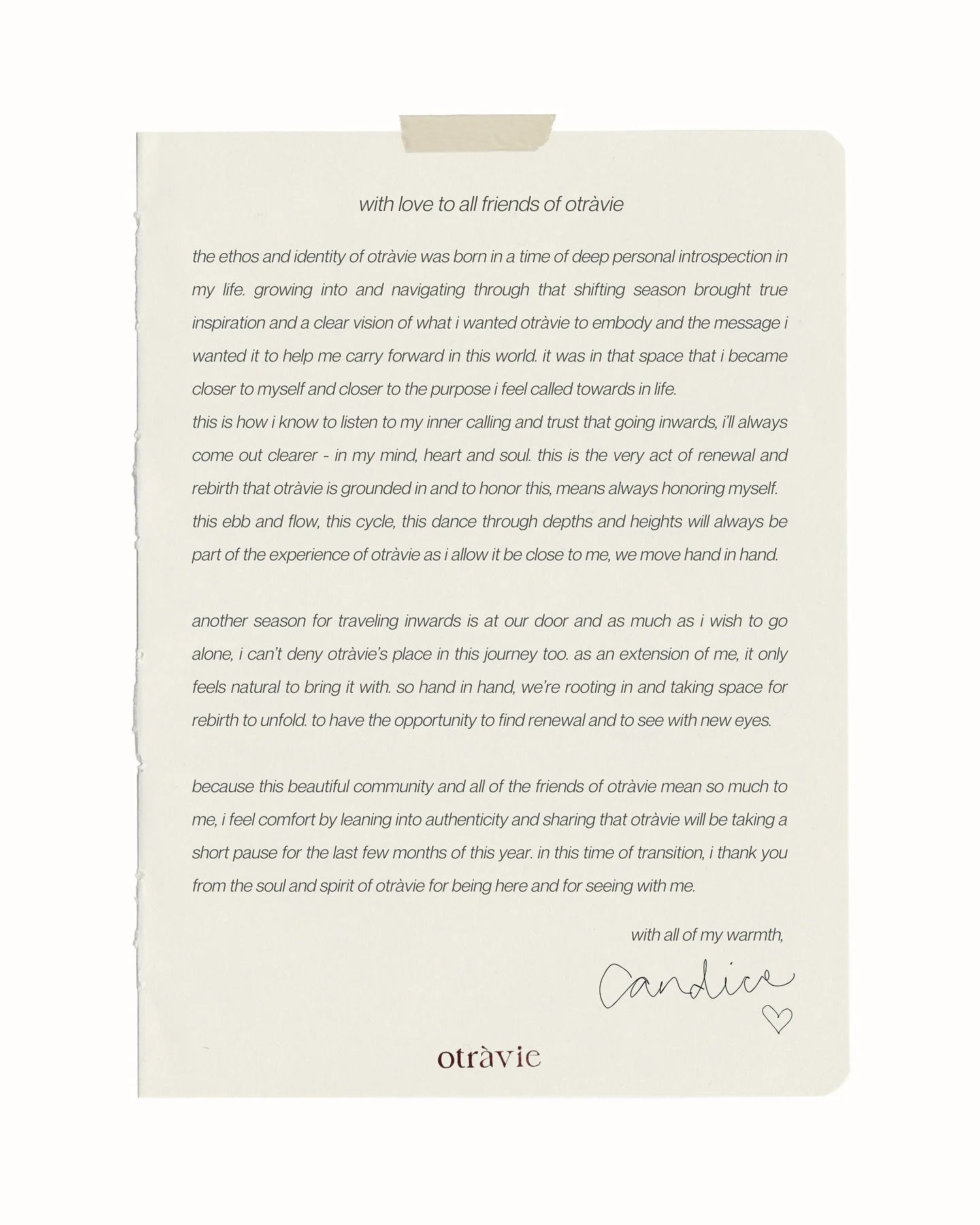 taking time for pause during a transitional season of life. 

i am deeply grateful for the love and support that this community has held for all of the phases of otr&agrave;vie 🤍

back online with new vintage and more next year ✨✨