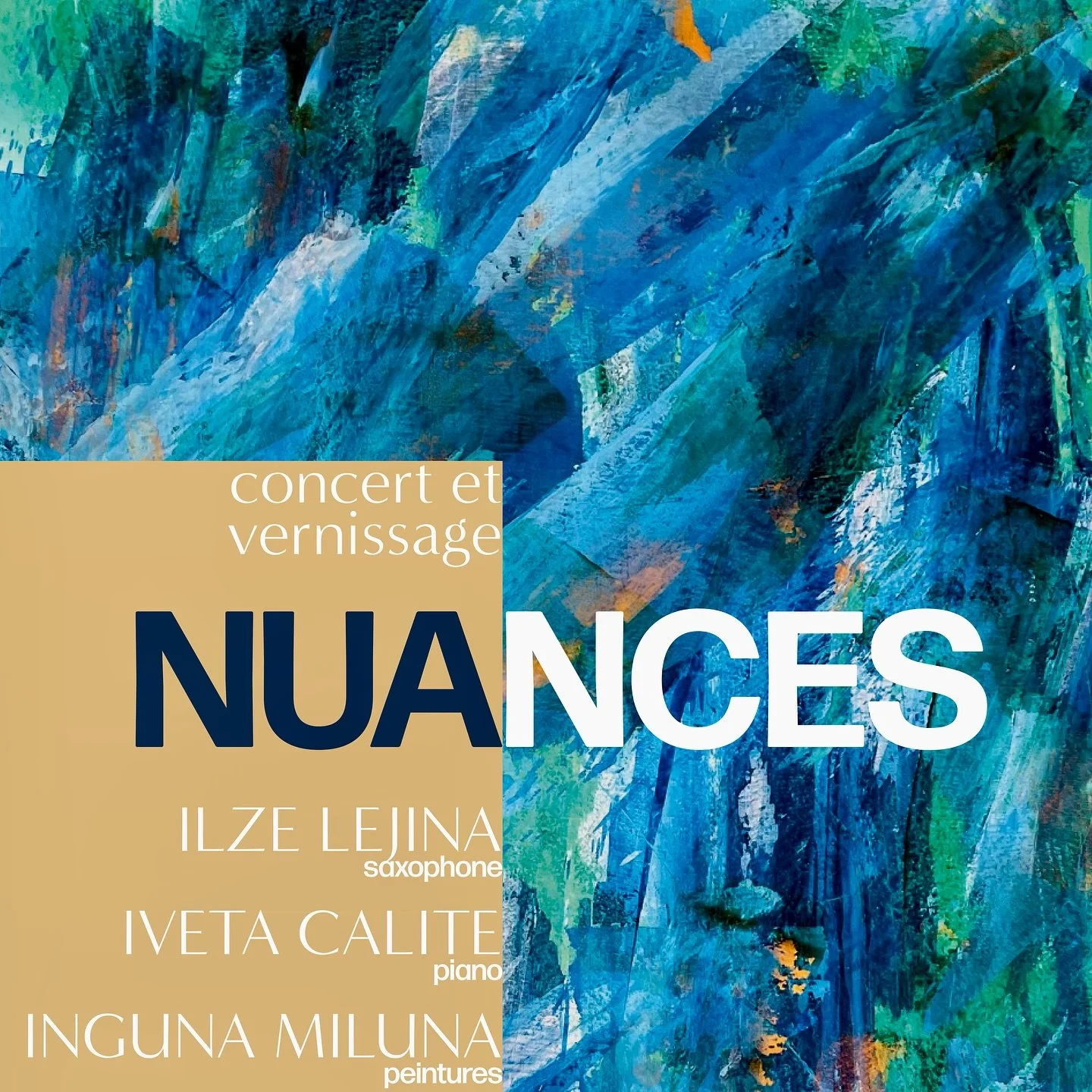 🖌️👩&zwj;🎨🎹🎷NUANCES: concert et vernissage le 8 mars 2025. Vernissage de peintures de l&lsquo;artiste lettone Inguna Miluna suivi par le concert du duo letton compos&eacute; d&rsquo;Ilze Lejina (saxophone) et Iveta Calite (piano).