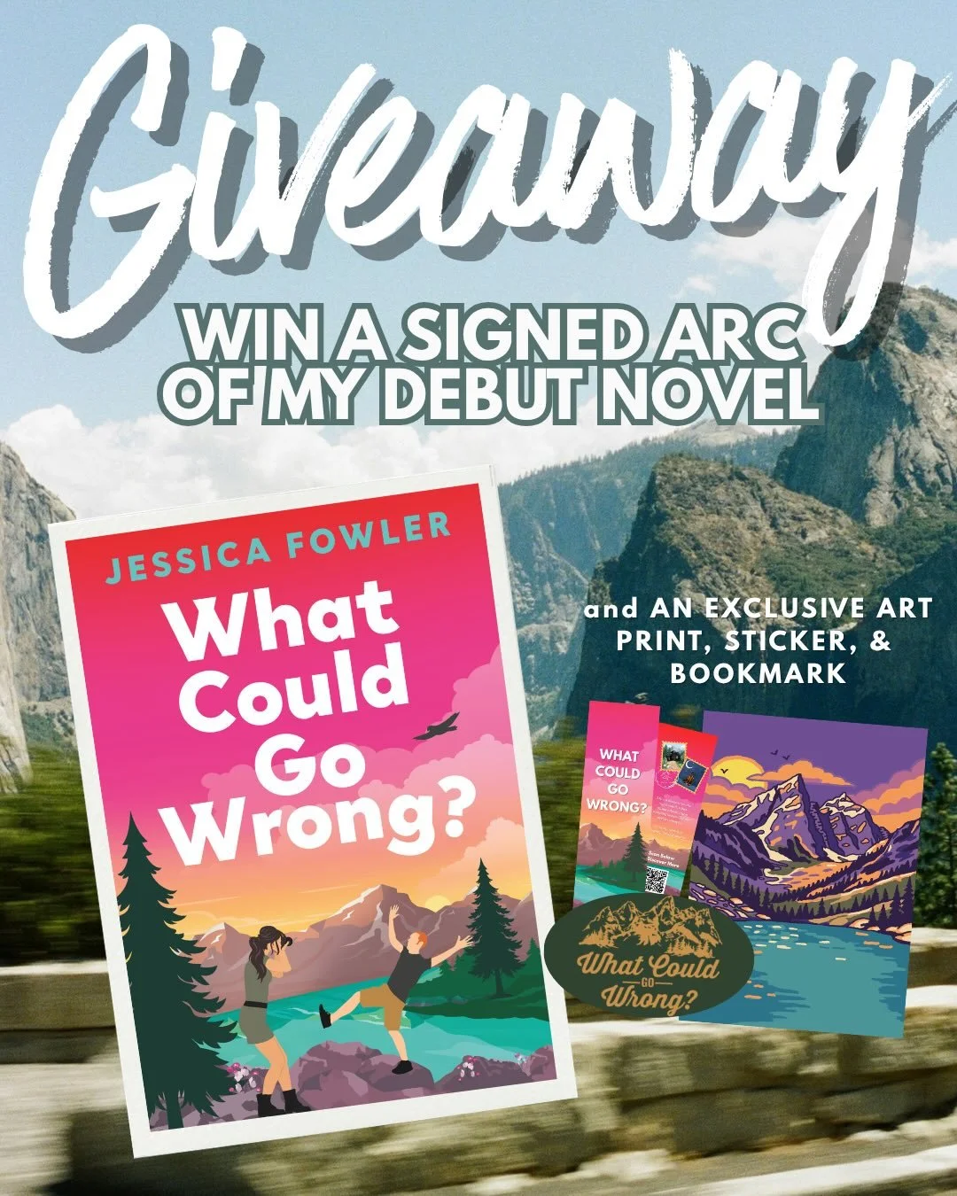 🎉Let&rsquo;s keep the birthday momentum going shall we🎉

To celebrate I&rsquo;m giving away a ✨Signed✨ARC of my debut rom-com WHAT COULD GO WRONG? 

What you&rsquo;ll win: 
💕A signed Arc of my book 
⛰️An exclusive postcard 
📖A double sided bookma