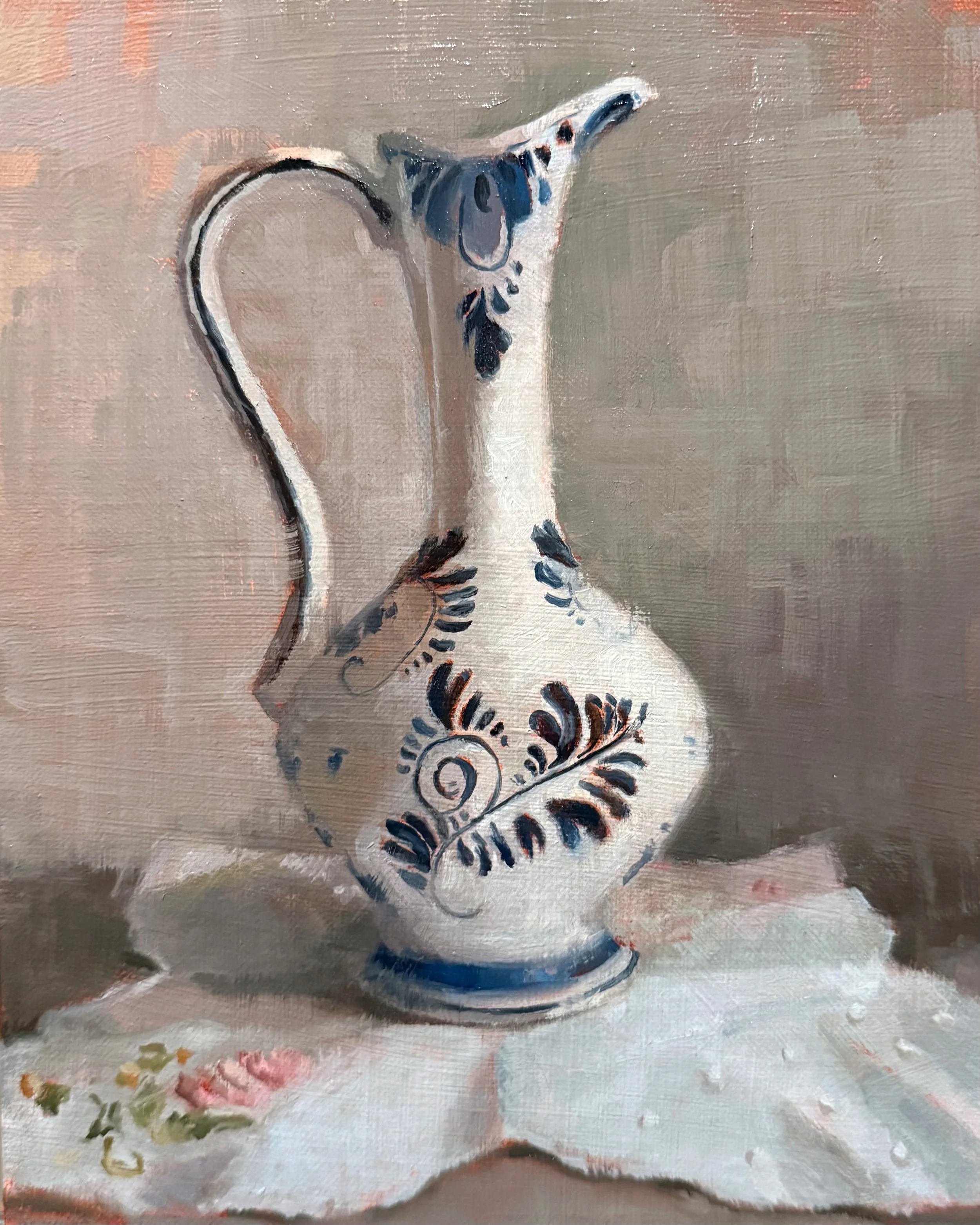 Blue and White (Small) . oil on linen panel . 8"x10" . 2025