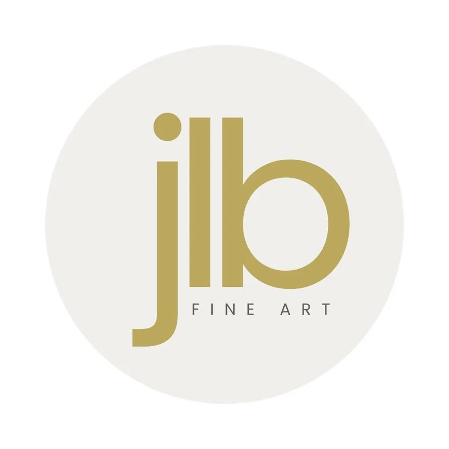 Logo for Jilb Fine Art with gold lettering on a white background.