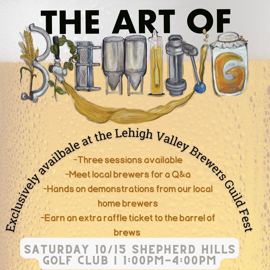 Our Brewers&rsquo; Fest at @shepherdhillsgolf is going to be the best ticket in town this Saturday!
.
.
Our local @lehighvalleyhomebrewers are teaming up with some of our pros for these awesome &ldquo;Art of Brewing&rdquo; sessions offered during our