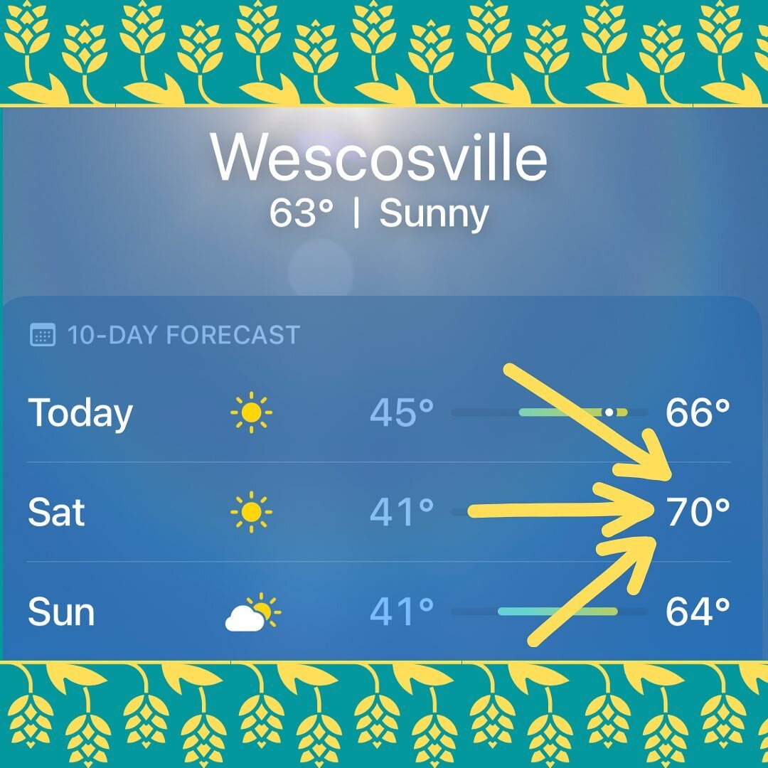 Just look at that weather for tomorrow&rsquo;s Brewers&rsquo; Fest! Can&rsquo;t wait to see you there! 
.
.
In addition to all the delicious craft beverages being offered by our members and the @lehighvalleyhomebrewers; @shepherdhillsgolf will have f