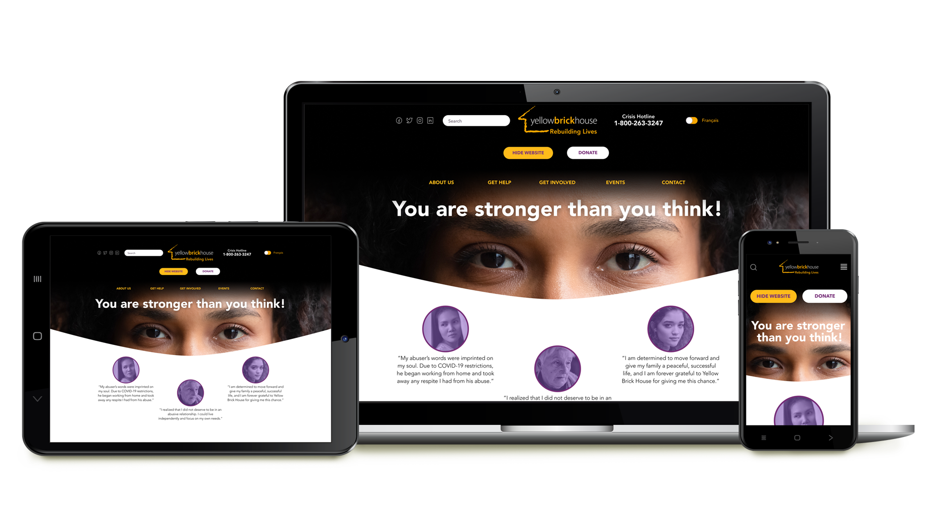 Yellow Brick House redesigned website shown on all devices