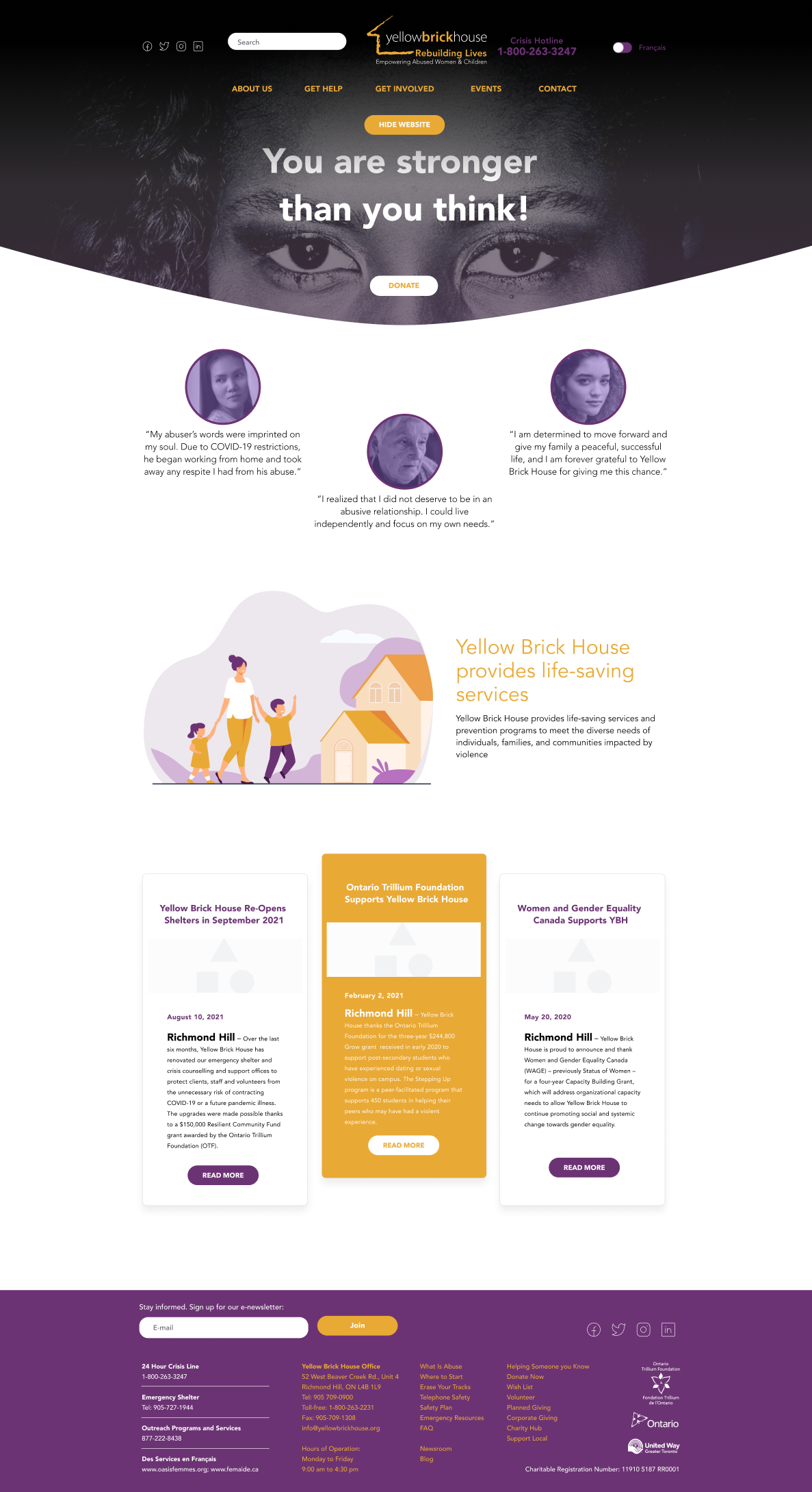 Second design: Homepage with softened imagery and colour palette