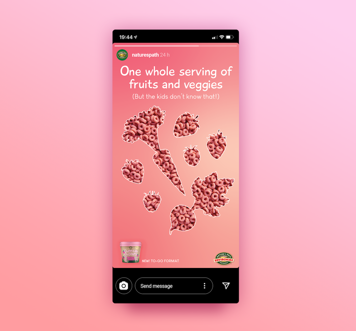 Instagram story highlighting new packaging and format