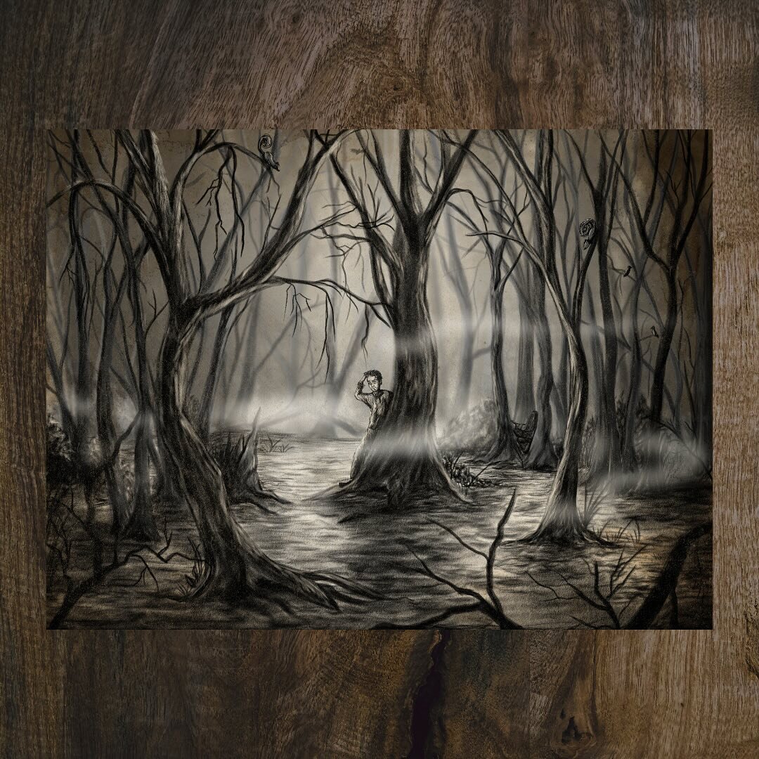 Allie Daigle has been crafting and honing the visual look of characters and charcoal pieces that inspired Rocking Chair from early days. 

Those renderings evolved into art that helped us pitch the project to potential investors and, finally, share t