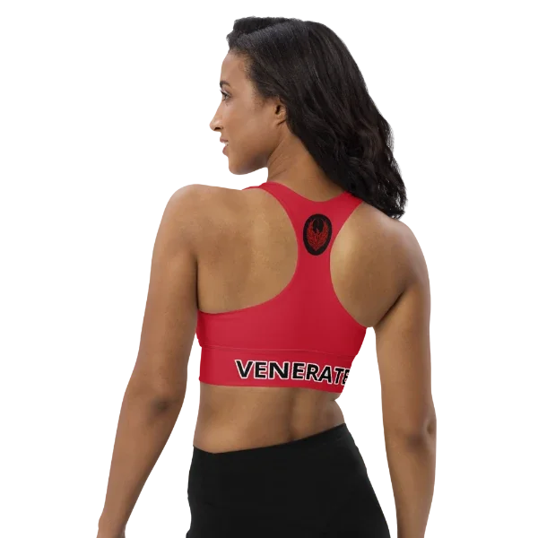 Venerate women's longline sports bra back view with supportive shoulder straps