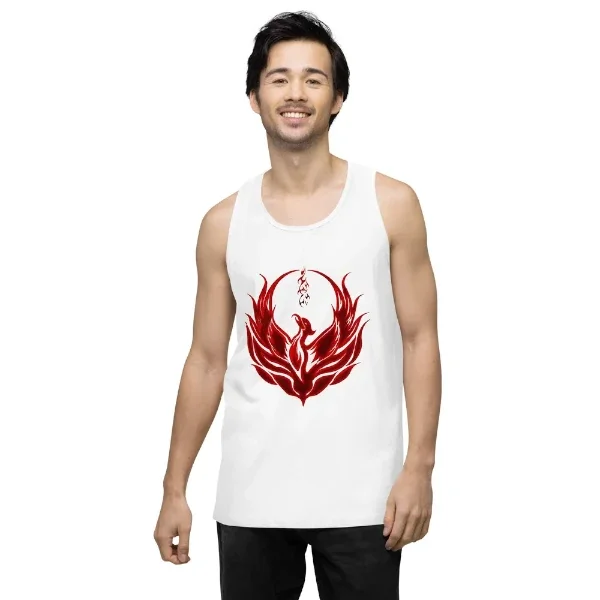 Close-up of Venerate men’s premium tank top cotton fabric and construction