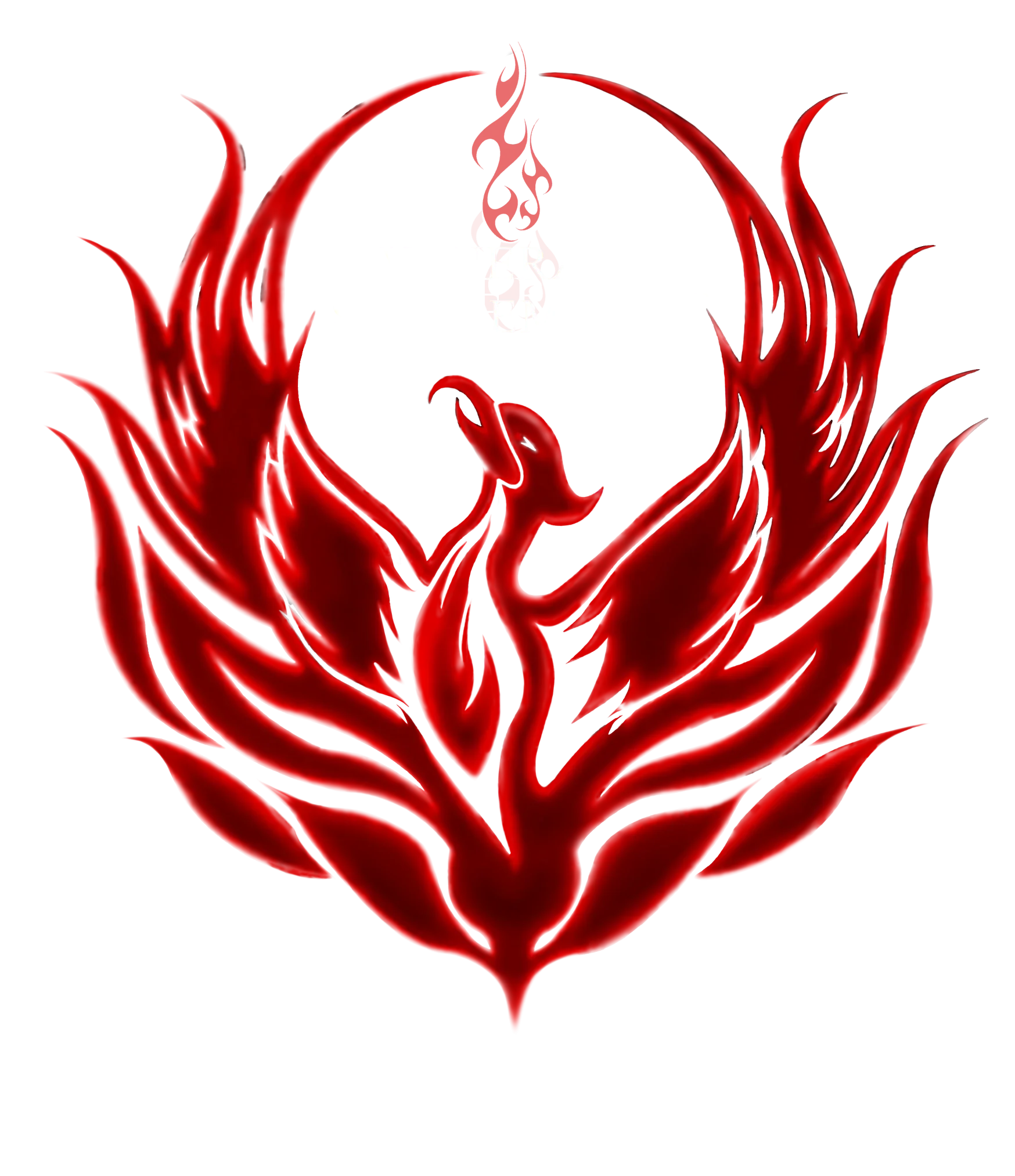 Red phoenix made of fire holding an eclipse in it's wings, with a smaller flame inside and the text Venerate Supplements.