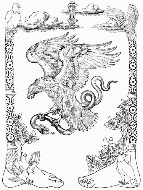 Eagle, Snake, Mexico, feet, pillars, strength, birds of prey.