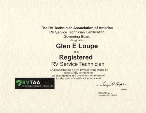  TREK RV Glen Loupe Registered RV Service Technician 