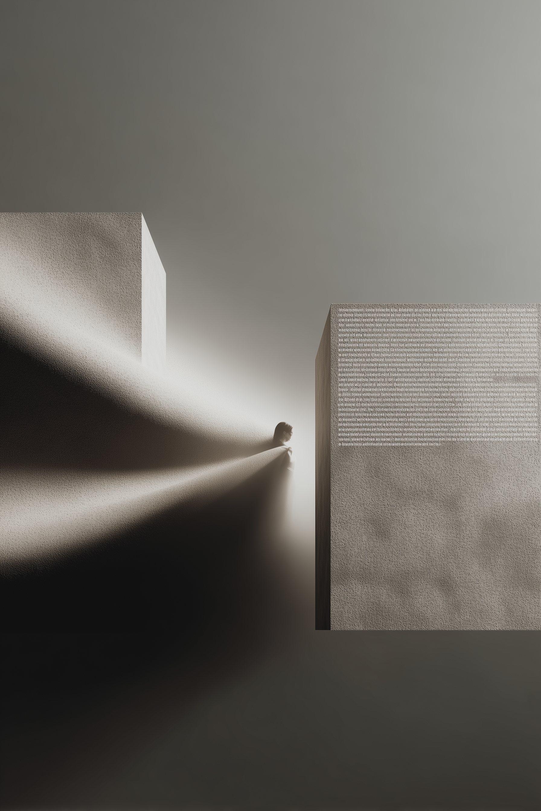 Minimal architectural scene with a human figure and illuminated surface, representing artificial intelligence rights, governance, and public-interest oversight in sovereign systems