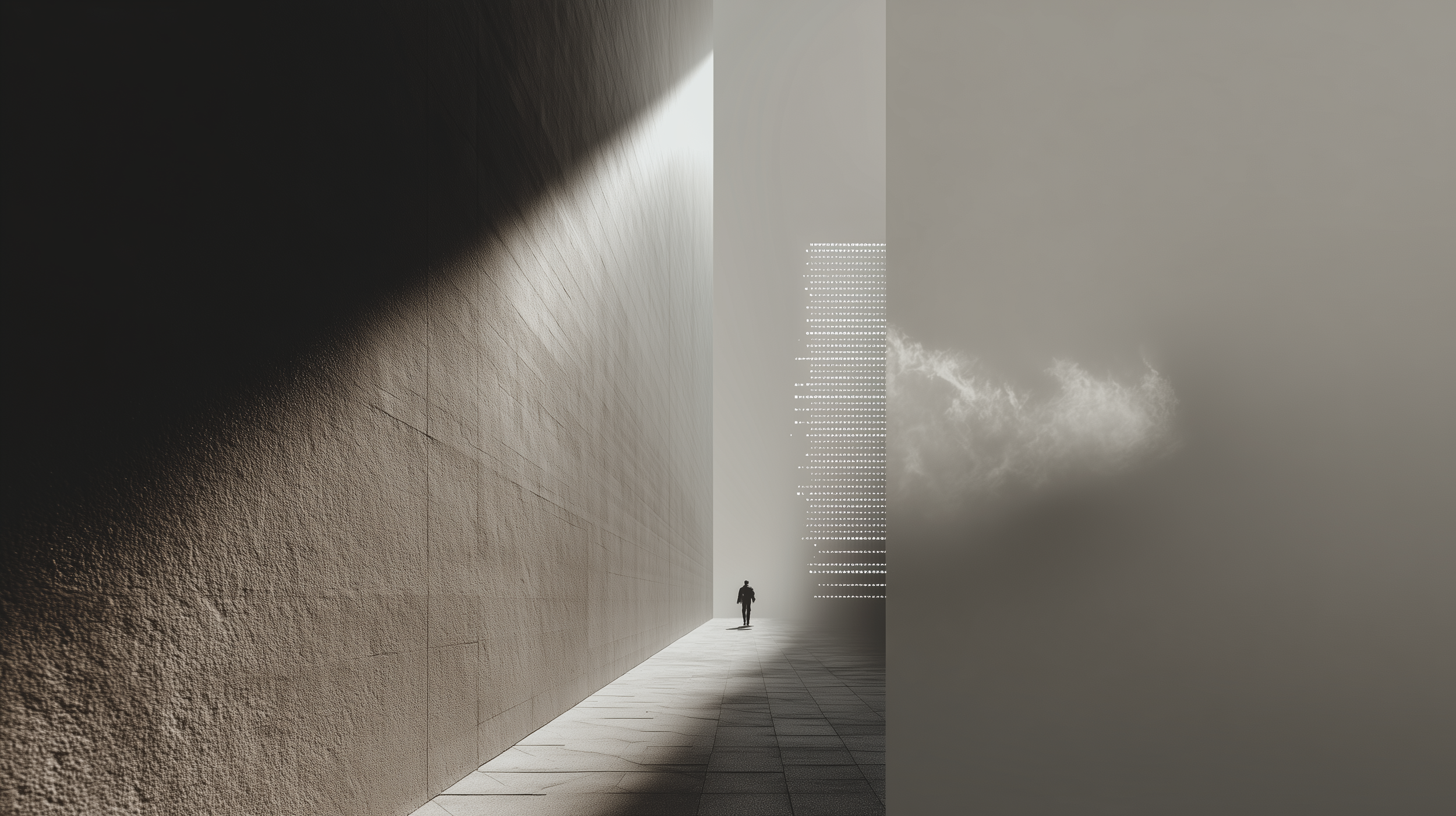 Architectural corridor representing institutional systems across artificial intelligence, geopolitics, and global capital