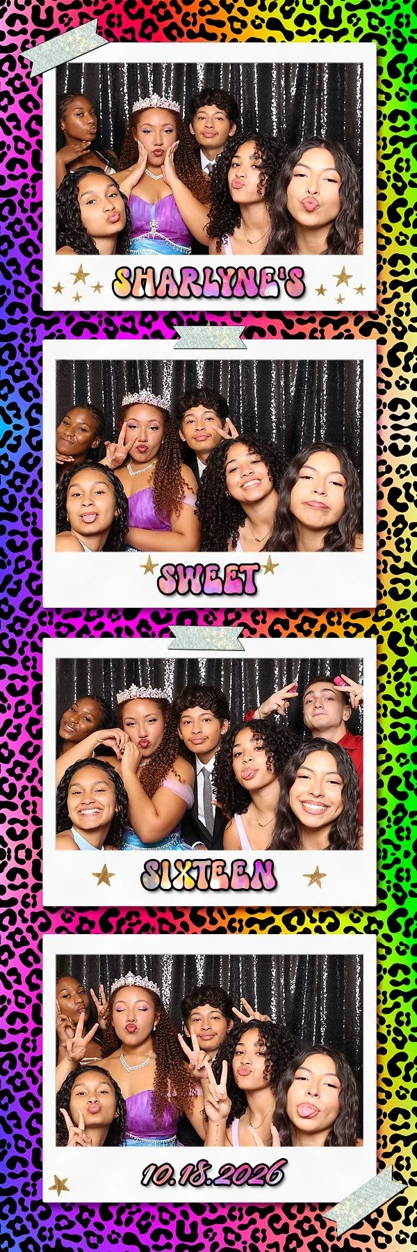 Bright and colorful Sweet 16 photo booth with fun props in Lodi NJ