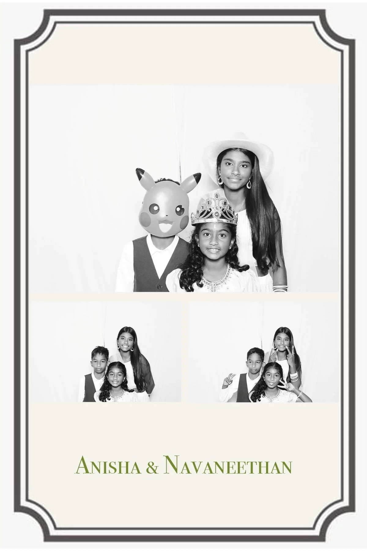 Wedding guests using photo booth props at The Meadow Wood