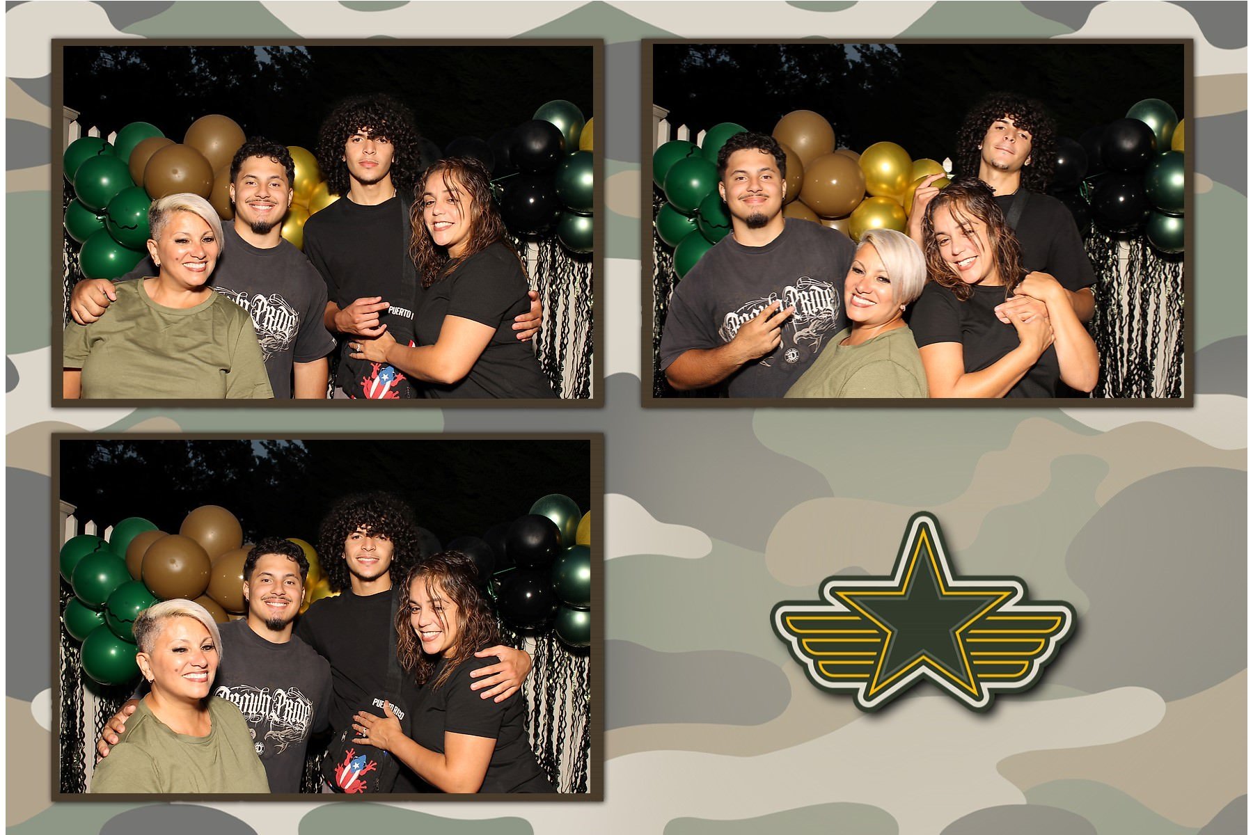 Family photo from an Army going-away party in New Jersey